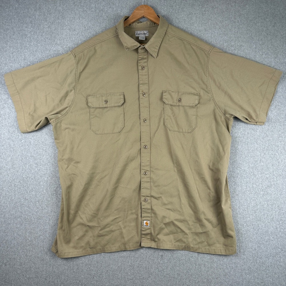 Carhartt Shirt Mens 3XL Khaki S223 KHI Short Sleeve Button Up Workwear Twill